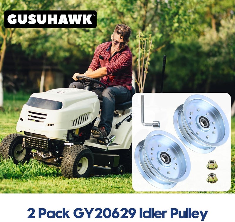 GUSUHAWK 2 Pack 756-05034A Idler Pulley Replaces John Deere GY20629 Idler Pulley John Deere GY22082 Idler Pulley John Deere AUC17621, 756-05034 for John Deere D130, D140, D170, L110, L130, Z225 Decks - Image 2